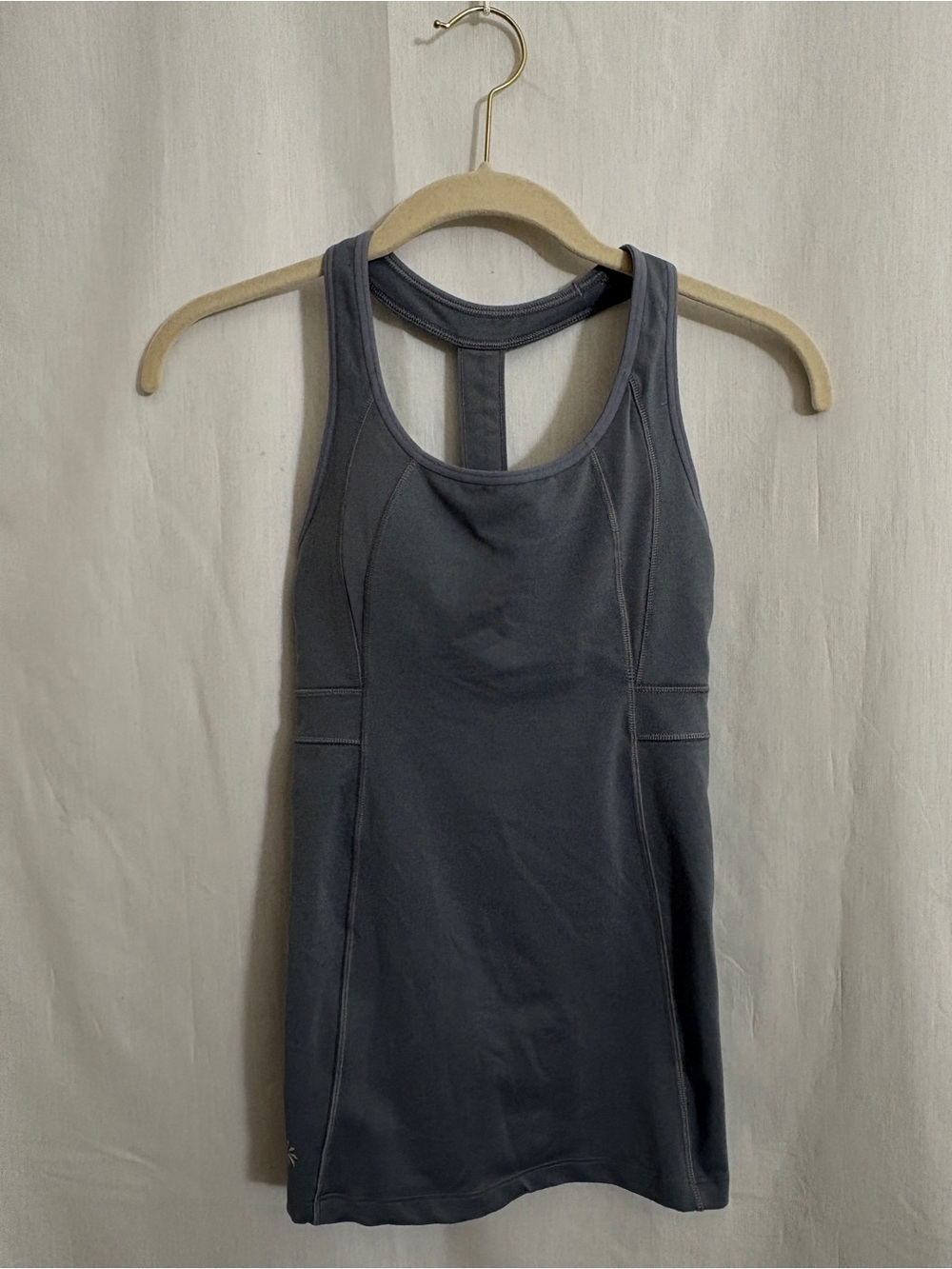 Athleta Stunner Tank Gray XXS Built In Bra T Back Workout Yoga Running - Picture 2 of 8